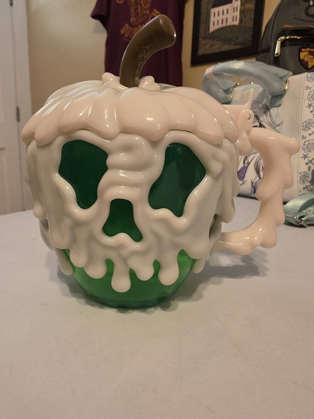 Disney Parks Green Poison Apple Stein  Mug from Snow White with White Drip Glaze